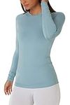 TCA Womens Thermal Tops Long Sleeve Compression Base Layer Running Gym Skiing Top - Tourmaline, M