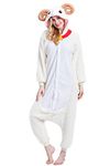 Magicalani Adult Onesie Pajamas - Unisex Halloween Animal Costume Sleepwear for Men & Women - Comfy & Fun Cosplay Outfit, Goat, Large