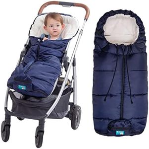 Yobee Universal Cozy Fleece Stroller Footmuff, Winter Outdoor Tour Waterproof Baby Sleeping Bag, Anti-Slip, Adaptable for Almost Stroller, Pram, Navy