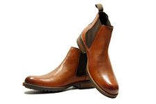 HX London Men Stylish High Ankle Formal And Semi-Casual Slip-On Chelsea Boot, Tan, 10 Uk