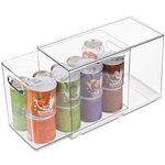Taiuloo Refrigerator Organizer Bins with Pull-out Drawer, Large Stackable Fridge Drawer Organizer Set with Handle, BPA-free Clear Storage Cases for Freezer Cabinet Pantry Makeup Kitchen Organization