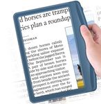 Rechargeable 5X Magnifying Glass for Reading, Large Bright Full Page Magnifier with Light, Handheld LED Dimmable Lighted, Lightweight Book Magnifier for Reading Small Prints Seniors Low Vision, Blue