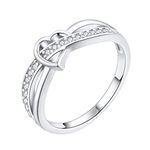 Starchenie Infinity Heart Promise Ring for Women 925 Sterling Silver White Gold Plated(Size O)