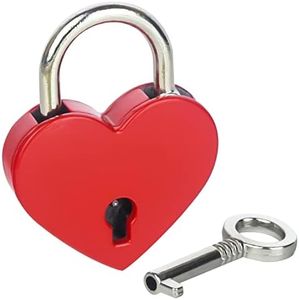 HMF Mini candado decorativo con llave en forma de corazón, 3,9 x 3 x 0,7 cm, color rojo