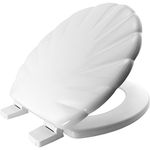 BEMIS Shell Ultra-Fix White Toilet Seat. Wooden Toilet Seat with Water Based Paint for Easy Clean. Soft Close Toilet Seat with Easy Lift Plastic Hinges. Universal Toilet Seat with Quick Installation