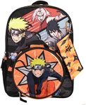 Naruto Anime Character Print Orange and Black 5-Piece Backpack Set For Boys