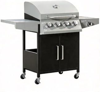 52 Inch 4 Burner BBQ Grill with Side Burner, Carbon Steel Outdoor Cooking Station with Electronic Ignition and Warming R