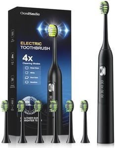 OasiSmile Sonic Electric Toothbrush - 42000 VPM Powerful Deep Clean, Rechargeable Toothbrush with 6 Brush Heads, 4 Modes, 120-Day Battery Life, IPX7 Waterproof with 2-Min Timer for Home Travel (Black)