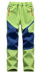 SEAUR - Boys Snow Pants Kids Winter Pants Girls Fleece Lined Softshell Waterproof Hiking Pants Thick Warm Outdoor Trousers - Green