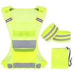 LiangDian 4Pcs Reflective Bike Sports Vest High Visibility Reflective Running Walking Gear Elastic Safety Vest Adjustable Reflective Gear with 2Pcs Reflective Bands for Night Running Cycling Jogging