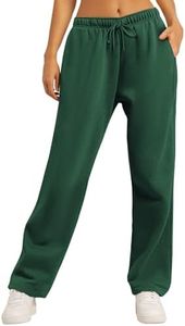AUTOMET Women's Wide Leg Sweatpants Fleece Lined Baggy Straight Leg Lounge Pants Fall Outfits Athletic Joggers with Pockets XmasGreen XS