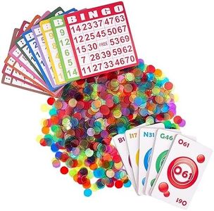 JUNWRROW Bingo Game Set-1000 Colorful Chips with a Bag,100 Bingo Cards and Jumbo Deck of Calling Cards for Adults, Seniors, and Family - Calling Card Set- Ideal for Large Groups, Parties, Game Nights