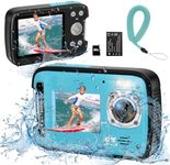 YEEIN Underwater Camera 4K 48MP Autofocus Selfie Dual Screen Waterproof Camera with Floating Strap and 32GB Card, 17FT Compact Waterproof Digital Camera, Fill Light Underwater Camera for Snorkeling