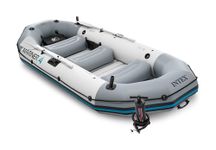 Intex Water Sport Mariner 4 Inflatable Dinghy Tender Boat with Paddles and Pump, Grey, 328 x 145 x48