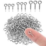 Grevosea 300 Pieces Small Screw Eye Pins Eyelets Screw Threaded Mini Stainless Steel Eye Screw Hooks Silver Threaded Eye Pins for Jewellery Making DIY Craft Hanging Ornament (3 Different Sizes)