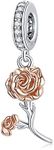 Birthday Gifts for Women Carnation Charms Fit for Pandora Charms Bracelets 925 Sterling Silver Rose Gold Flower Pendant Charms Bead,Christmas Jewelry Gifts for Women Mom