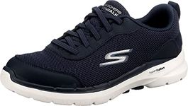 Skechers Mens Go Walk 6 - Bold Knight Walking Shoes Vegan Air-Cooled GOGA Mat Breathable Insole with High-Rebound Cushioning Navy Blue - 10 UK (216204)