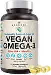 AMANDEAN Vegan Omega 3 Supplement. Premium Fish Oil Alternative! Algae DHA & EPA. Carrageenan Free Softgels. Algal Essential Fatty Acids. Plant Based Heart, Brain, Eye, Skin, Immune Support. (120ct)