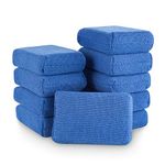 STARVAST Microfiber Sponge Applicators - Pack of 10 Sponges Wrapped in Microfiber Cloths. Strong Inside-Stitches, Great for Applying Wax, Sealants & Other, 12 x 8 x 4cm, Blue