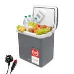 TZS First Austria - Electric Cooler Box 32L 12V 230V Connection for Car & Socket - Thermoelectric Cool box cools & warms - Mini Fridge with handle ideal for Camping, Festivals, Travelling - Gray
