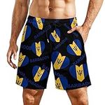 Love Barbados Men's Beach Shorts with Compression Liner Swim Trunks Quick Dry Board Shorts