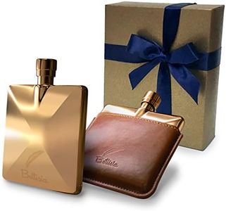 Hip Flasks for Liquor for Men by Bottisia 3Oz 18K Rose Gold Pocket Flask with Whisky Flask Funnel & Genuine Leather Pouch, a Luxury Hip Flask Gifts Set for Men/Boyfriend/Father/Grandfather/Groomsmen