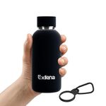 Exllena Small Water Bottle 350ml with Clip, Double Wall Vacuum Small Insulated Water Bottle Keeps Drinks Cold 24 Hrs/Hot 12 Hrs, Small Water Bottle for Handbag BPA Free(Black)