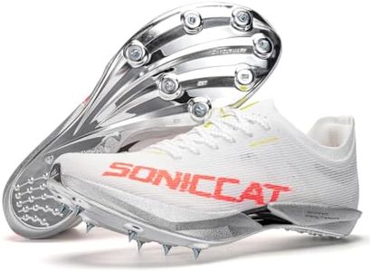 Track Spikes for Men Women Youth, Spikes Track Shoes with Dual Carbon Plate, Sprinting Track Spikes, Lightweight Racing Track Shoes for Boys Girls (White/Sliver/Red, Adult, Men, 10.5, Numeric, US Footwear Size System, Medium)