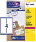 Avery Printable, Customisable Address Mailing Labels, Laser Printers, 4 Labels Per A4 Sheet, 40 Labels, UltraGrip (L7169), White, 139 x 99.1mm