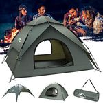 Camping Tent, Pop up Tent 3-4 Man Person Tent Automatic Family Dome Tent Waterproof Instant Tent with 2 Mesh Doors, 2 in 1 Double Layers Portable Camping Tent for Backpacking Hiking