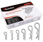 JaamZee Cotter Pins 50 Pcs r pins - Sturdy & Durable Alloy Steel - R- Shaped Heavy Duty Cotter Pin Assortment Kit in 6 Different Sizes - Perfect for Mechanics, Lawn Mowers, & RV Owners