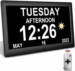 LKUWEE Alarm Clocks 10 Inch, 12 Electronic Calendar Day Date Large Clock for Memory Loss Elderly Seniors Dementia Alzheimers, Digital Clock with Non-Abbreviated Day&Month, 8 Themes/6 Display Effects