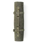 Angus Stoke Leather Chef's Knife Bag 7 Compartment Chef's Knife Roll Large - Knife Bag Chef's Knife with Carry Handle and Strap (Olive Green)