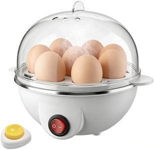 Egg Cooker with Egg Puncher, Auto Shut-Off Egg Boiler, 7 Eggs Rapid Egg Boiler Electric, Multi-Function Egg Steamer for Soft, Medium, Hard Boiled, Stainless Steel Egg Cooker, Easy to Clean