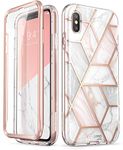 i-Blason Cosmo Series Case for iPhone Xs Case, iPhone X Case, Full-Body Bling Glitter Sparkle Clear Bumper Case with Built-in Screen Protector (Marble)