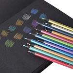 Metallic Colored Pencils Black Wood Drawing Pencils 12 Sketching Pencil Set Art Pencils for Kids Children Adults Coloring Book Art Craft