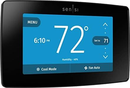 Emerson Sensi Touch Wi-Fi Smart Thermostat with Touchscreen Color Display, Works with Alexa, Energy Star Certified, C-wire Required, ST75 Black 5.625" x 3.4" x 1.17"