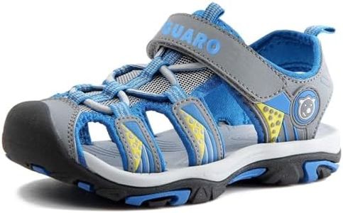 SAGUARO Sandales anti-dérapantes respirantes fermées pour le trekking, la randonnée, la plage et le plein air avec fermeture velcro pour garçon 3.5 UK Gris