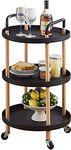 MYHEART 3-Tier Rolling Utility Cart, Art Craft Cart with Lockable Wheels, Mobile Storage Organizer Rack Shelf for Kitchen Office Bathroom Library Laundry