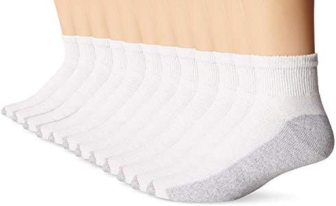 Hanes Men`s Ankle Socks, 186V12,12-Pack, 10-13, White (Shoe Size 6-12)