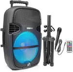 Pyle Portable Bluetooth PA Speaker System - 1000W Outdoor Bluetooth Speaker System w/Microphone in, Party Lights, USB SD Card Reader, FM Radio, Wheels - Remote Control, Tripod PPHP1548B, BLACK,BLUE