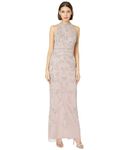 Adrianna Papell Women's Floral Beaded Halter Dress, Dusted Petal, 16