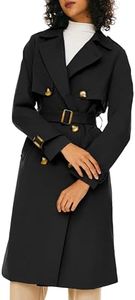 Orolay Women's 3/4 Length Double Breasted Trench Coat Lapel Jacket with Belt Black S