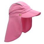 Home Prefer Boys UPF 50+ Sun Protection Cap Quick Dry Fishing Hat with Neck Flap, Pink, M/L