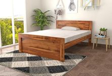 KALAKSHI DECOR Wooden Single Size Bed for Bedroom - Sheesham Wood Single Cot Palang Without Storage for Home - The Solo Slumber (Teak Finish)