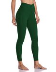 Colorfulkoala Women's High Waisted Tummy Control Workout Leggings 7/8 Length Yoga Pants with Pockets (S, Forest Green)