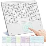 Bluetooth Keyboard with Touchpad,Mini Wireless Tablet Keyboard 7 Colors Backlit Compatible with Windows/Android/iOS, Stable Connection Keyboard for iPad,iPhone,Samsung,Huawei,Xiaomi,White