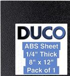 Duco ABS Plastic Sheet 1/4 Inch Thick 8" x 12" - Pack of 1 Rigid ABS Sheet with Textured Plastic Front - 0.25" Thick Heat Moldable Thermoplastic Sheet for DIY Use - Black Plastic Sheet