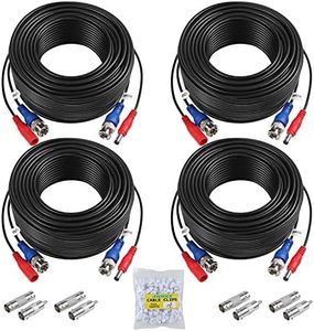 SANNCE 30m Câble de Video DC Power Connecteur BNC Vidéo 4pcs pour CCTV Caméra DVR, Noir
