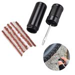 Tubeless Bike Tire Repair Kits, Includes Storage Canister Plugger Tool with Plugs, 5 Bacon Strips for Road Bicycle and Mountain Bike MTB Tires Fix a Puncture or Flat (Black)